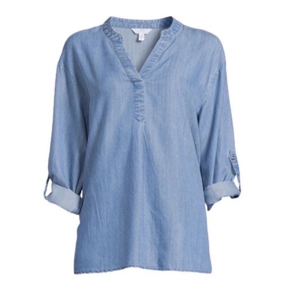 Time & Tru Blue Denim Tunic Top(Size S/4-6) - Picture 1 of 7